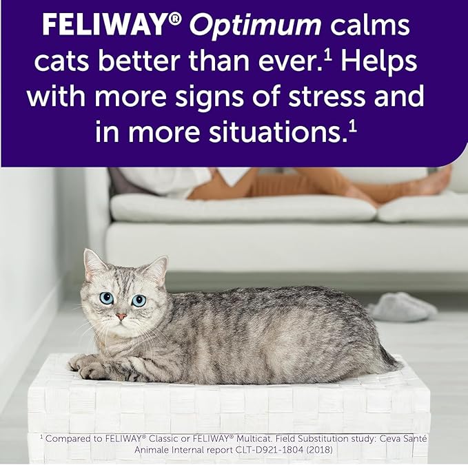 FELIWAY Optimum Cat, Enhanced Calming Pheromone Diffuser: 1 Diffuser & 2 Refills (60 Days)