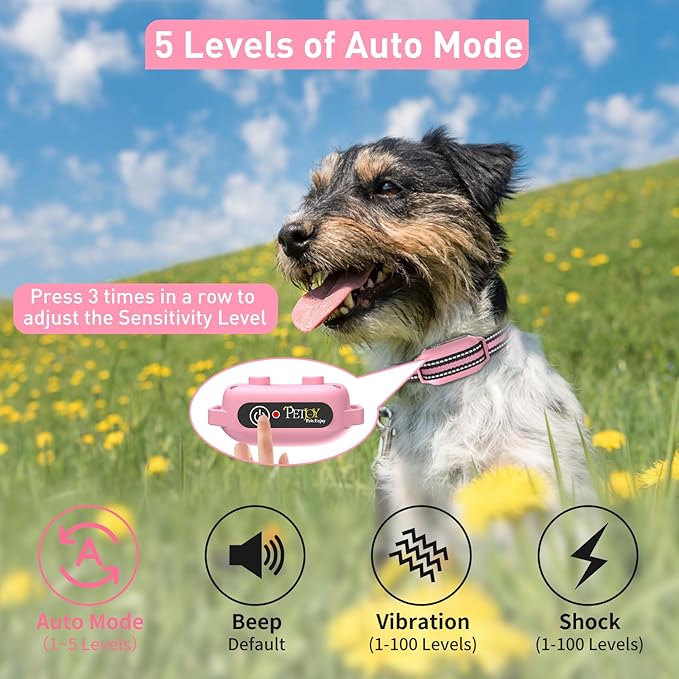 PetJoy Dog Bark Collar with Remote, Shock Collar for Large Dogs 3 Pack, Bark & Shock Collar Combo, Automatic Bark Collar - Auto Mode with 5 Sensitivity Levels