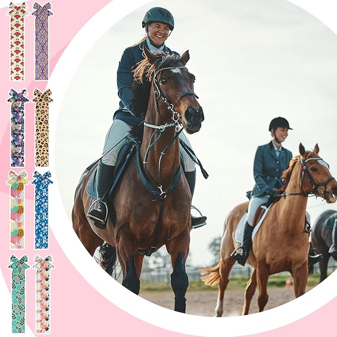 Eccliy 8 Pcs Horse Tail Bag Breathable Guard Stretchy 22" Slip on Horse Tail Wrap 2 Strand Closure Straps Grooming Supplies to Keep from Dirt Breakage Rubbing 8 Designs