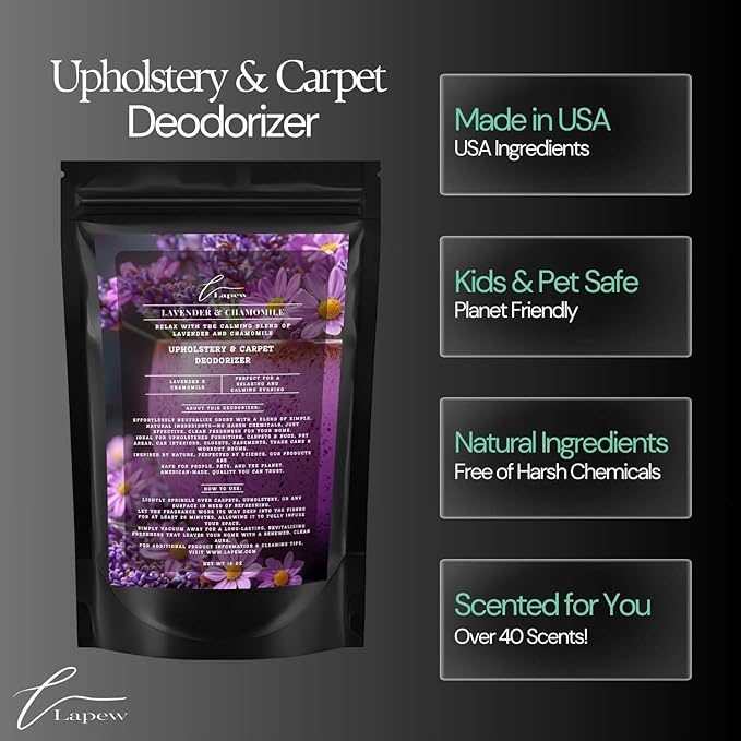 Lavender Chamomile Carpet Freshener Powder: Powerful Odor Eliminator for Home, Upholstery Deodorizer, Carpet Deodorizer, Pet Urine, Cat Litter Box - Lavender Chamomile Fragrance