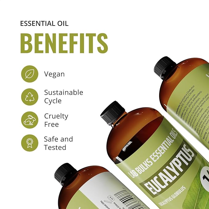 Eucalyptus Essential Oil (2 Pack) for Diffusers, Home Care, Candles, Aromatherapy, 16 oz Bulk Bottle, Eucalyptus Oil Spray