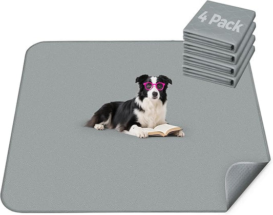 FXW Washable Pee Pads for Dogs, Puppy Pads with Super Absorbent, Specifically Designed for Potty Training, 35" Square, Gray, 4 Packs