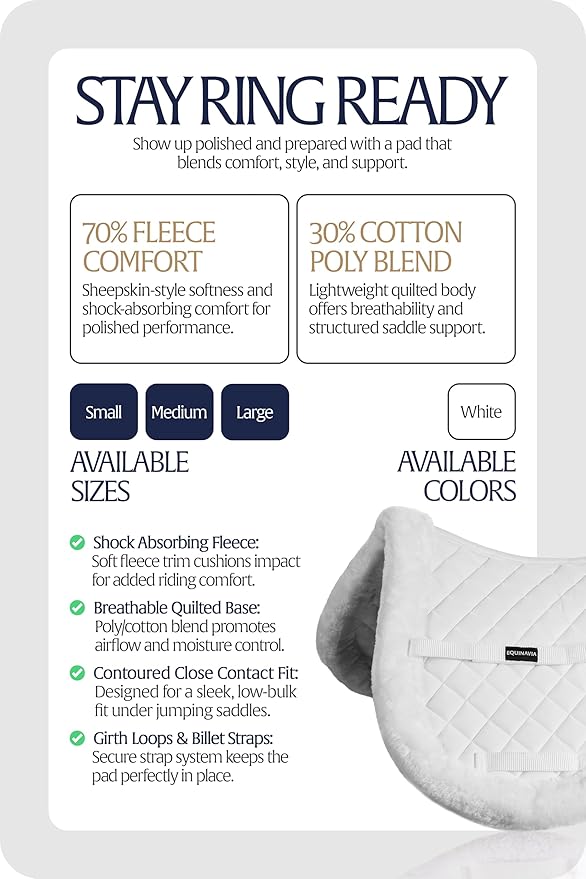 Equinavia Eidsvoll Shaped English Saddle Pad for Show Jumping with Ultra Fleece Trim