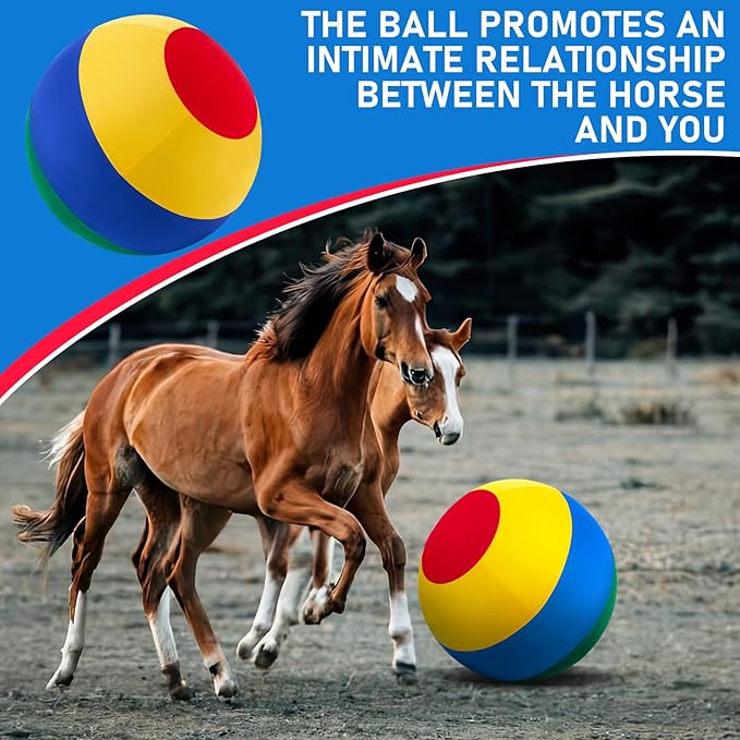 40inch Giant Herding Ball with Ball Cover Anti Burst Please Watch VCR for How to Inflation Horse Toys for Horses Stall Entertainment Play, Pump Included (Mixed Color,Classic)