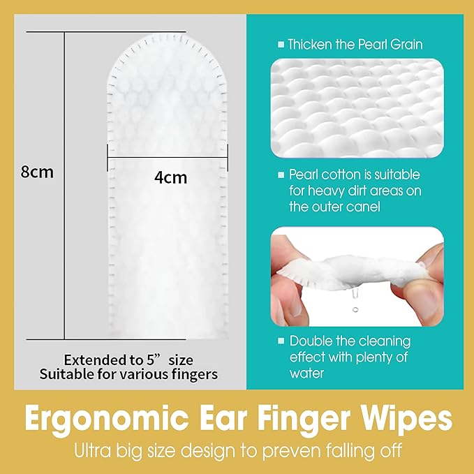 Ear Wipes for Dogs & Cats - Comfortable Finger Design, Gentle Ear Wax, Debris, and Dirt Cleaning | 50-Count Pack