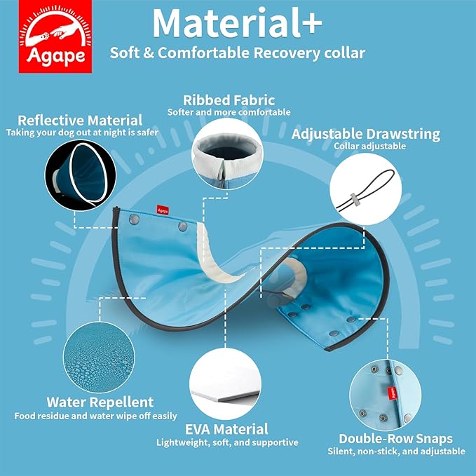 Agape Soft Dog Cone for Small Dogs & Cats, Comfy Dogs Recovery Collar After Surgery, Adjustable E Collar Alternative to Stop Licking, Protective Elizabethan Collars for Pup, Comfortable Dog Cones