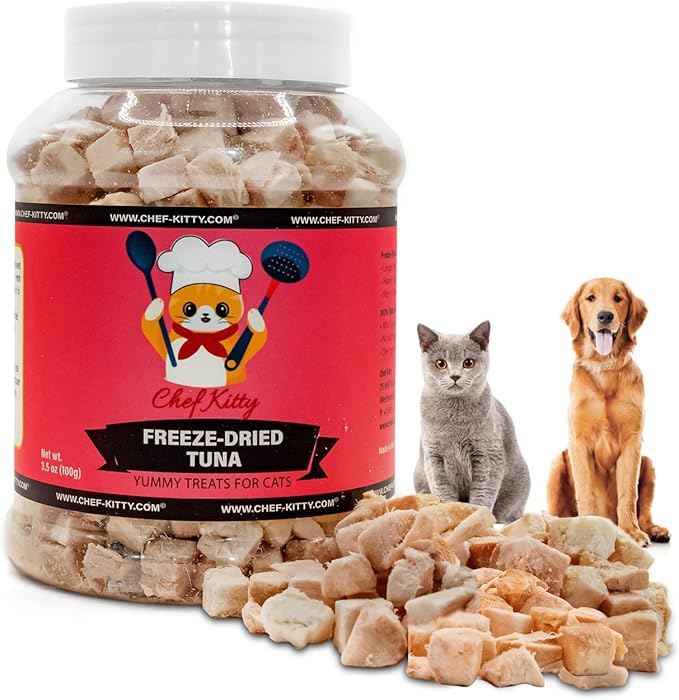 Freeze-Dried Tuna Treats for Cats & Dogs – 100% Wild Caught, Single Ingredient, High-Protein, Healthy Snack – No Additives or Preservatives – 7.4oz - Inspected & Tested in USA