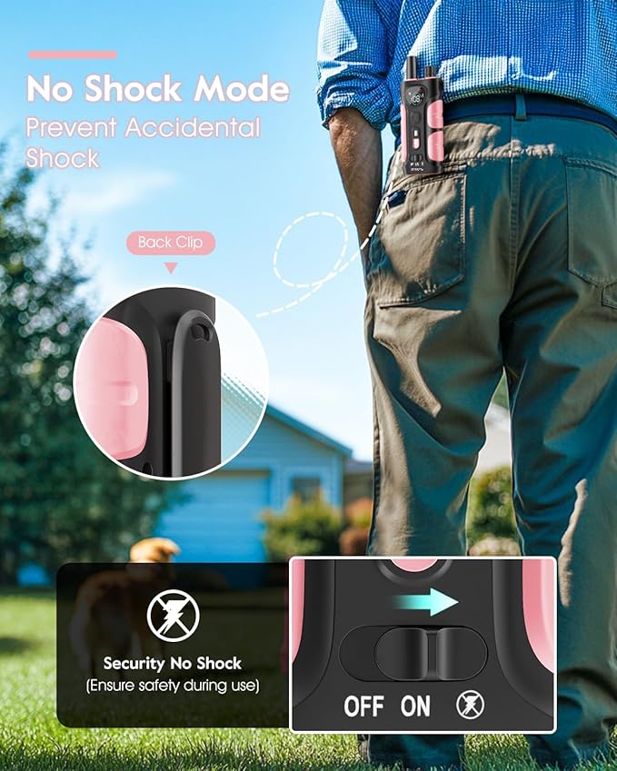 SLOPEHILL Dog Shock Collar,4200FT Dog Training Collar with Remote,IPX8 Waterproof E-Collar with Beep,Vibration,Shock,Flash Light,No Shock Mode,Electric Shock Collar for Small Medium Large Dog,Pink