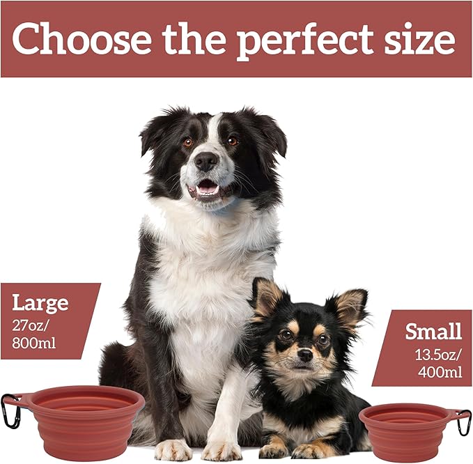 OHMO Collapsible Dog Bowl(2 Pack, 12oz/400ml) Premium Silicone Pet Water Bowls for Cats & Dogs, Portable Dog Travel Bowls Foldable for Outdoor Camping Hiking
