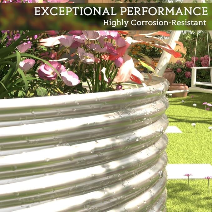 FRIZIONE 2pcs 9 in 1 Tall 8x2ft Galvanized Raised Garden Bed Outdoor,Steel Garden Bed for Vegetables,Above Ground Garden Box for Flower,Metal Raised Beds for Gardening