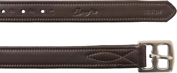 Exion FlexiStrong Stirrup Leathers for English Saddles – 1" Premium Calfskin with Nylon Core – Numbered Holes, Stainless Steel Buckles – Black/Brown – Horse Riding Gear (48"/120cm to 62"/155cm)