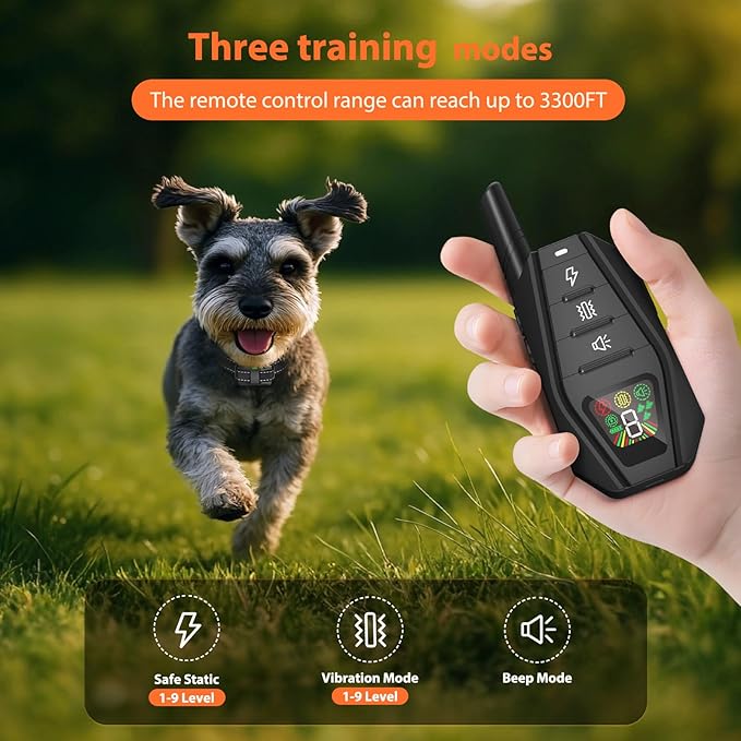 Small Dog Shock Collar for Small Dogs 5-15lbs, Ultra-Dog Training Collar with 3300Ft Remote Range,3 Training Mode Beep,Vibration,Shock, Waterproof Bark Collar (Black-Orange)