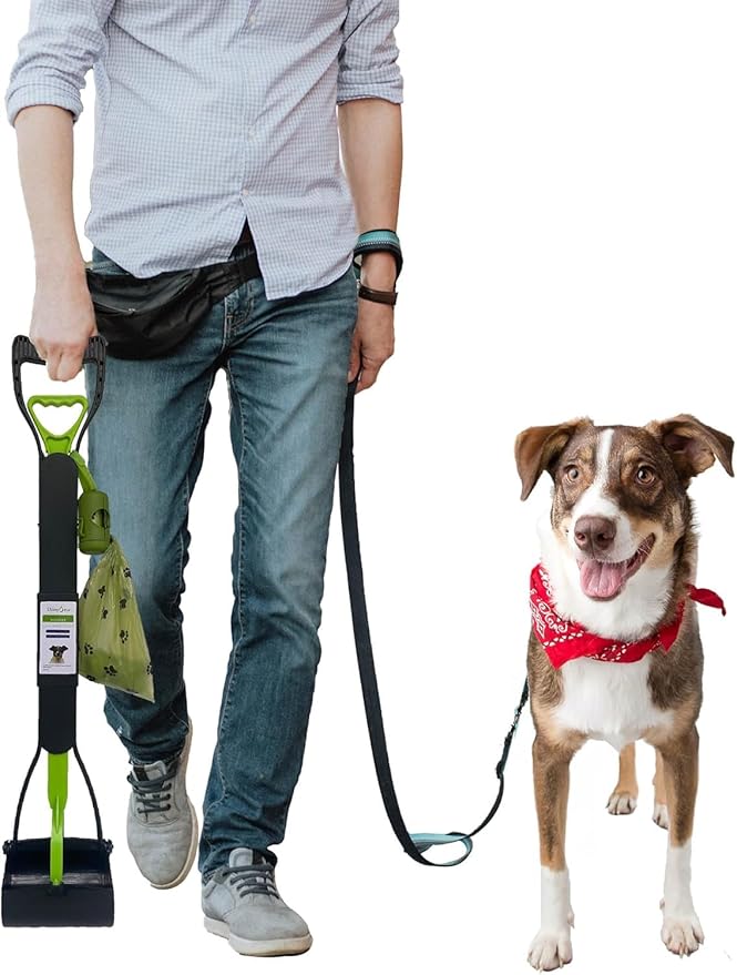 32" Pooper Scooper for Large Medium Small Dogs, Extra Long Handle Heavy Duty Poop Scoop, Foldable Dog Poop Picker Upper for Yard (Without Bag and Dispenser Attachment)