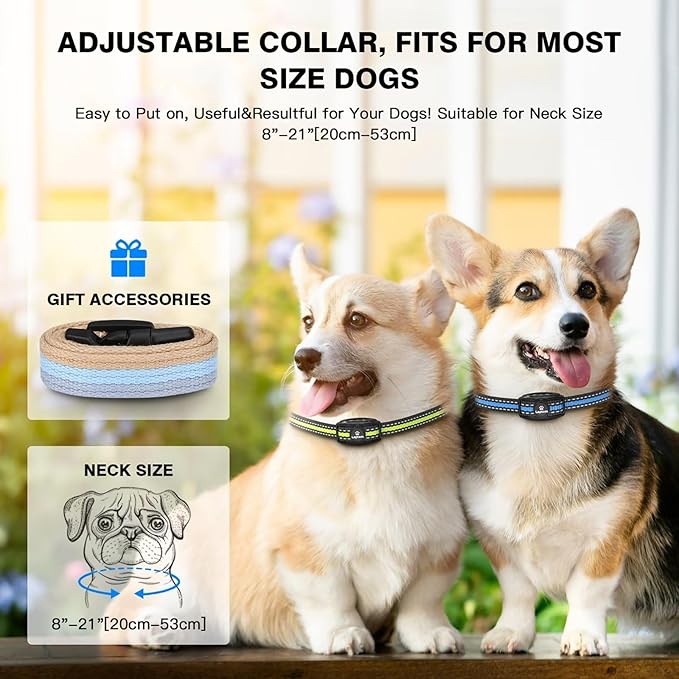 2 Pack Smart Dog Bark Collar - 5 Adjustable Sensitivity/Vibration&Sound/Rechargeable/IPX7 Waterproof - No Shock Bark Control Training Collar for Small Medium Large Dog (V1)