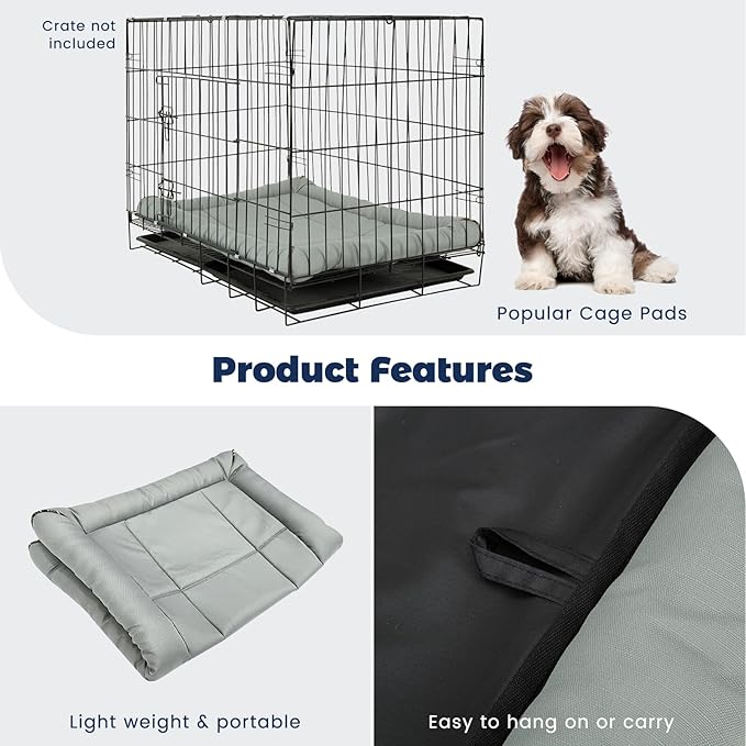 Miguel Oxford Ripstop Outdoor Waterproof Dog Bed for Metal Dog Crates Water-Resistant All Weather Pet Mat Durable Easy Wipe Clean Travel Indoor Outdoor Puppy Cat Crate Bed 30inch, Grey
