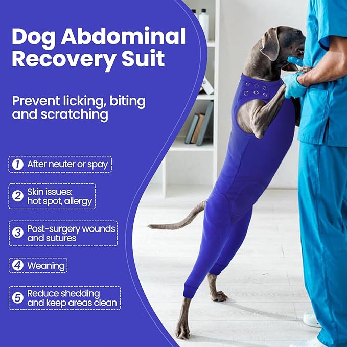 Nanaki Dog Wound Care Shirt,Dog Leg Sleeve to Stop Licking Rear Leg and Abdomen,Pet Surgery Suit Female Spay,Dogs Onesie for Surgery Female Male,Pet Surgical Recovery Suit Female Wound Heal Clothes