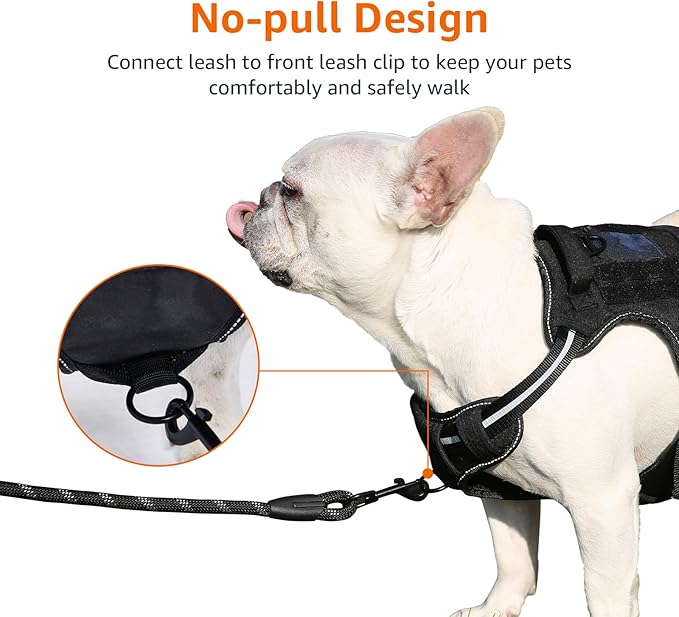 Amazon Basics No Pull Dog Harness, Adjustable Front Clip, Tactical Vest, Medium, Black