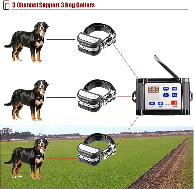 2 in 1 Wireless Dog Fence & Remote Training Collar, 2023 Pet Containment System, Dog Electric Boundary Container System, Adjustable Control Range, Waterproof, for 1 2 3 Dogs,for2dogs