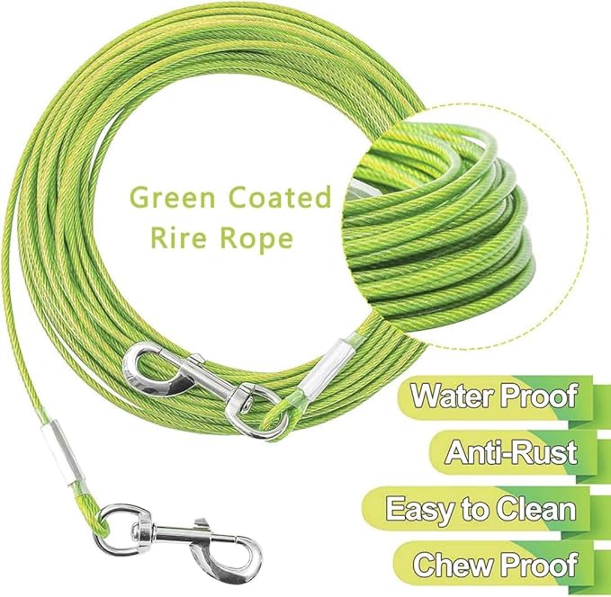 Tie Out Cable for Dogs,150FT Dog Leads,Heavy Duty Tie Out Cable for Large Dogs Up to 125lbs,Durable Dog Runner Tether Line for Outdoor,Yard