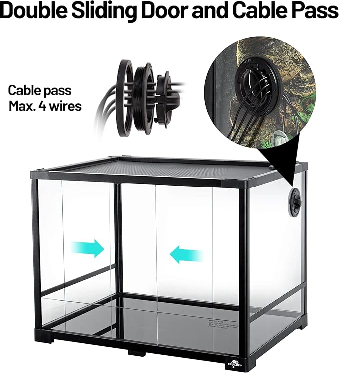 34 Gallon Reptile Tank, Glass Reptiles Terrarium 24" x 18" x 18", Sliding Door, Top Ventilation, Cable Pass, Humidify Hole, Glass Reptile Cage Habitat for Bearded Dragon, Lizard, Snake, Gecko