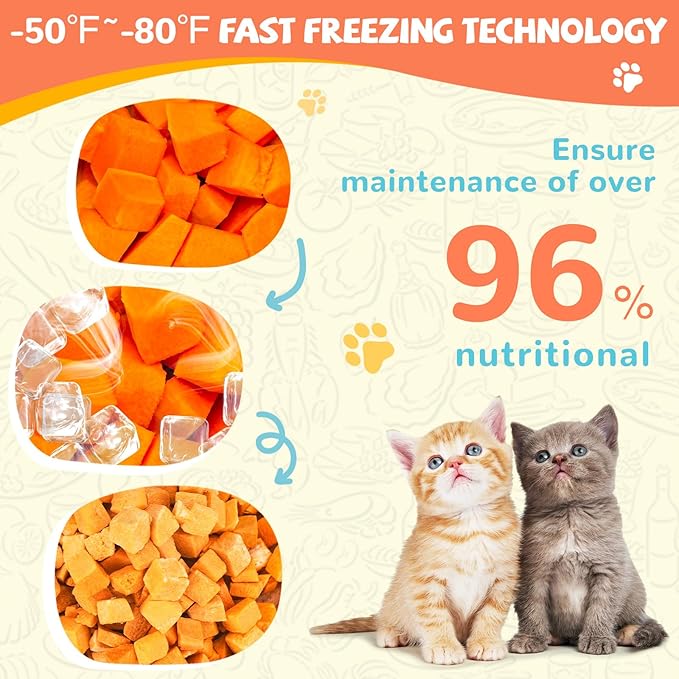 Freeze-Dried Pumpkin Treats for Dogs & Cats – High Fiber, Single Ingredient Natural Snacks for Digestion & Gut Health, Healthy Food Toppers, 1.58 oz