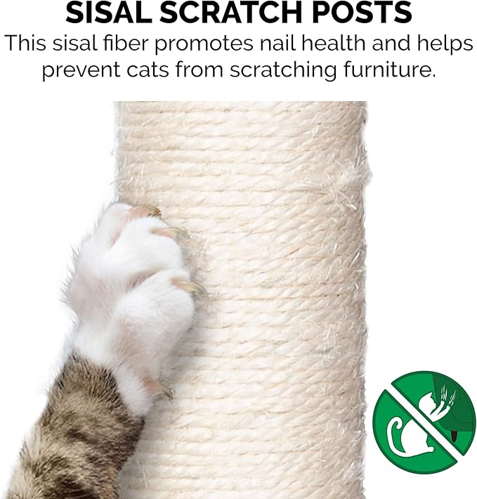 Furhaven 49.5" Tall Cat Tree for Indoor Cats, Ft. Sisal Scratching Posts, Plush Ball Toy, & Busy Box Toy - Tiger Tough Play Stairs Interactive Playground Tower - Gray, One Size