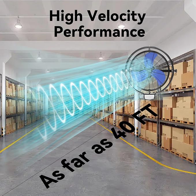 20 Inch Wall Metal Fan Pro Series Remote Control, High Velocity Wall Mount Fans for Commercial, Residential, Warehouse, Covered Patio, Shop, Garage, Barn 3 Speed 5200 CFM UL Safety Listed