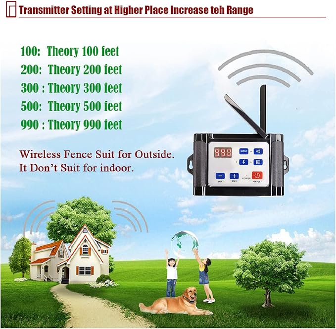 2 in 1 Wireless Dog Fence & Remote Training Collar, 2023 Pet Containment System, Dog Electric Boundary Container System, Adjustable Control Range, Waterproof, for 1 2 3 Dogs,for2dogs