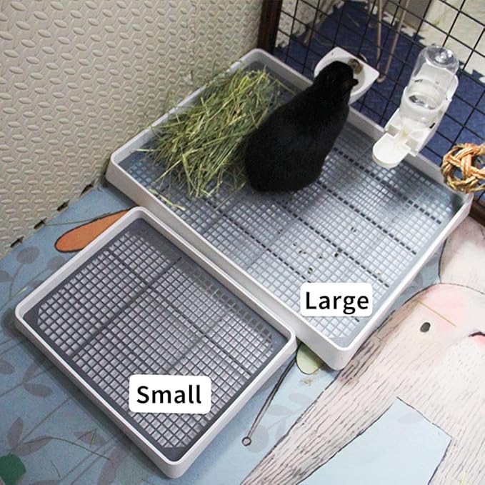 Oncpcare 22x18 Super Large Rabbit Litter Box with Grate for Cage, Extra Large Bunny Restroom Tray Pan Toilet, Fits 2 Rabbits
