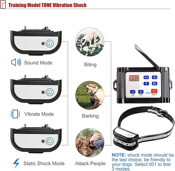 2 in 1 Wireless Dog Fence & Remote Training Collar, 2023 Pet Containment System, Dog Electric Boundary Container System, Adjustable Control Range, Waterproof, for 1 2 3 Dogs,for1dog