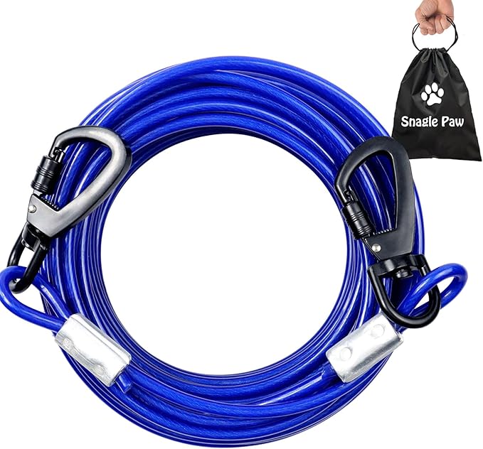 Tie Out Cable for Yards, 50FT Chew Proof, Heavy Duty for Large Dogs Up to 250lbs, Durable Dog Runner for Camping