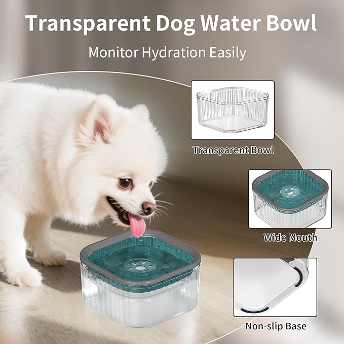 3L Dog Water Bowl No Spill 101oz Large Capacity Spill Proof Slow Drinking Water Feeder No Splash Pet Water Bowl Vehicle Carried Travel Dog Bowl for Sloppy Messy Drinkers Cats(Teal Blue)