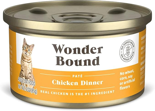 Amazon Brand - Wonder Bound Wet Cat Food, Paté, No Added Grain, 3 oz cans, Pack of 24 (Chicken)