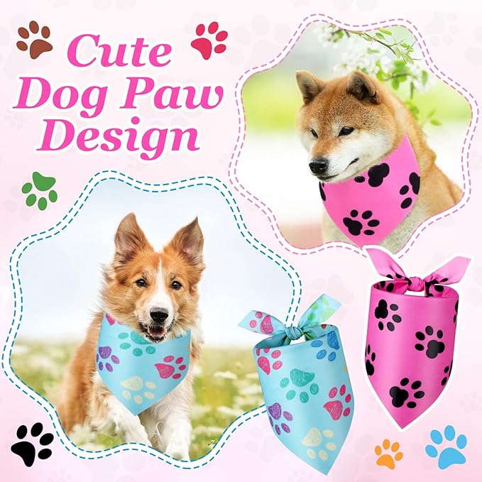 Abbylike 50 Pcs Paw Print Dog Bandanas Bulk Soft Triangle Scarves for Pets Party Costume Doggie Walking Photo Props Bibs for Pets Shops Adoption Events Halloween Party Gifts(19.7 x 13.8 x 13.8 Inch)