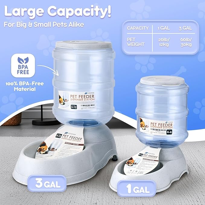 Flexzion Gravity Pet Feeder Food Dispenser (6-12 lb Size) Automatic Replenish Dry Food Storage Container Bowl for Small Medium Breed Dog Cat Animal Feeding Watering Fountain Supplies