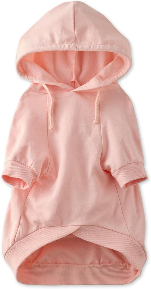 Rocky – The Orginal Lightweight Hooded TEE 100% Organic Cotton Dog Hoodie Pet Coat Sweater for Small, Medium, Large Dogs, Pink, Medium