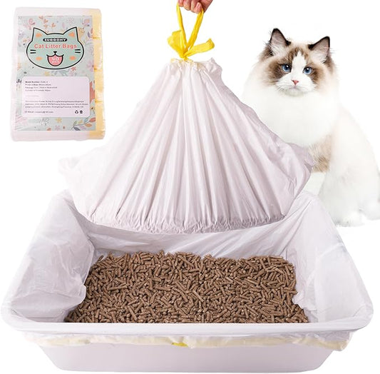Litter Box Liners 40 Count, 37" x 18" Jumbo 3MIL Thicken Cat Litter Bags Tear Resistant Disposable Cat Litter Liners for XL Stainless Steel Litter Box and Other Suitable Size Litter Box