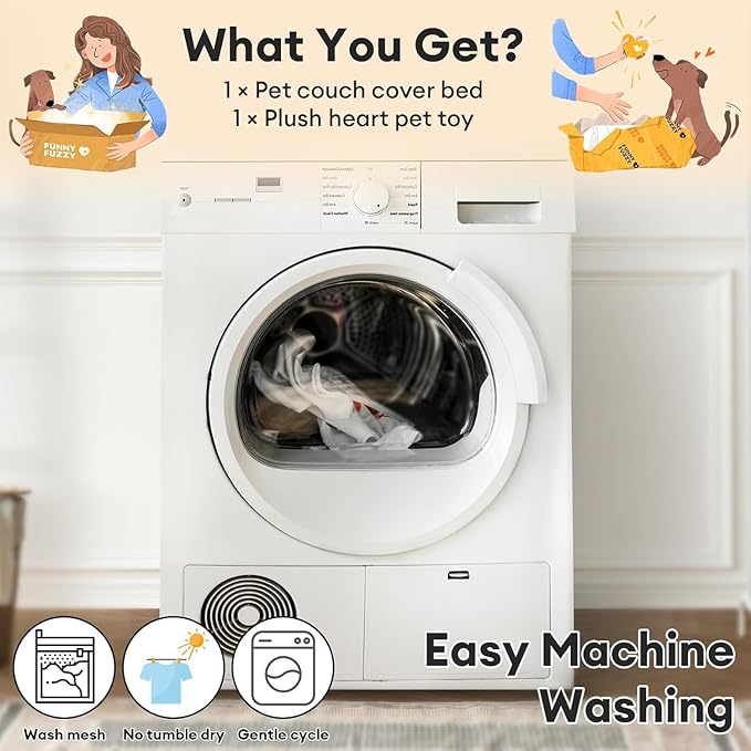 FUNNY FUZZY Pet Fluffy Fuzzy Couch Cover, Calming Washable Dog Bed Sofa Protector Pets Mat for Small Medium Dogs and Cats (Coffee,33.45 × 28.35 × 5.51 in)