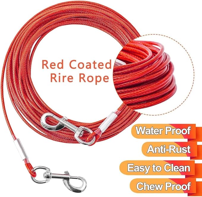 Tie Out Cable for Dogs,150FT Dog Leads,Heavy Duty Tie Out Cable for Large Dogs Up to 125lbs,Durable Dog Runner Tether Line for Outdoor,Yard
