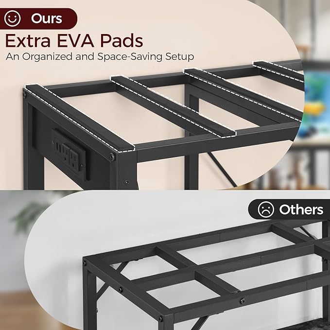 20-37 Gallon Fish Tank Stand, Aquarium Stand with Power Outlet and Storage Cabinet, Heavy Duty Tank Stand Suitable for Turtle Tank, Reptile Terrarium, for Home Office, Black FTHB40E01