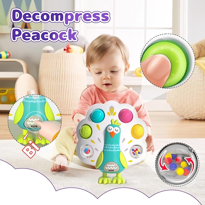 5 in 1 Baby Toy for 12 18 Month, Learning Toys for Babies 12-18 Months, Baby Busy Cube, Stacking&Sensory, Pull String&Piano Xylophone Toy, Birthday Gift for 12+ Month