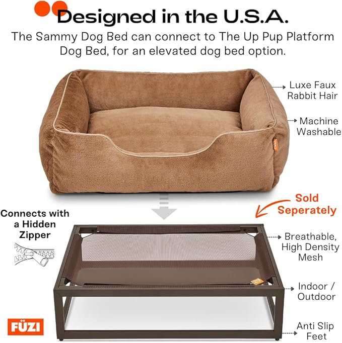 FUZI Luxury Aesthetic Dog Bed for Medium Dogs with Washable Cover, Pet Couch, Pet Bed with Sides, Non-Slip Bottom, Soft and Durable Calming Dog Bed, Faux Rabbit Fur, Medium 31.75x23.6x9.5 Light Grey