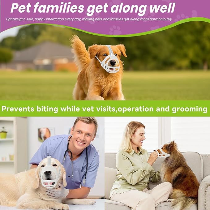 Glow-in-The-Dark Dog Muzzle, Basket Muzzle for Small Medium Large Dogs,Anti-Biting Chewing, Lightweight Cage Design,Allows Drinking & Panting,for Grooming & Training (Transparent Size M)