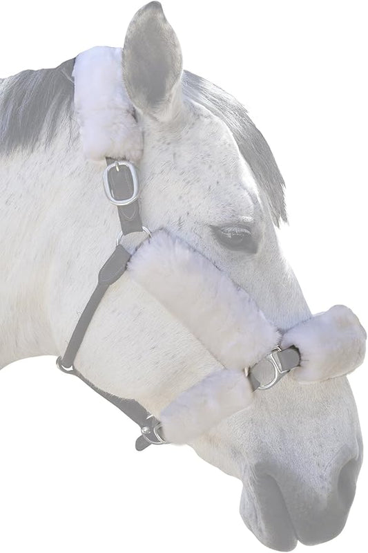 ECP Equine Comfort Products Merino Sheepskin Halter Fleece Set for Horses, 100% Natural Wool, Chafe Protection, Breathable Relief & Cushioned Comfort, Machine Washable, 6-Piece Set