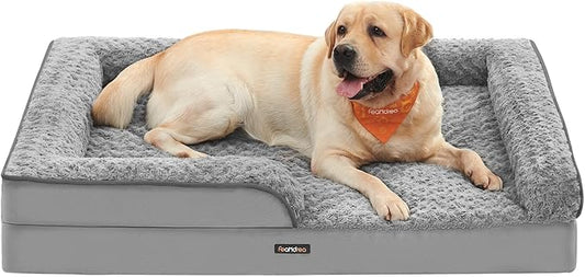 Feandrea Orthopaedic Dog Bed for Large Dogs, Waterproof Dog Sofa Bed with Removable Washable Cover, 42 x 32 x 7 Inches, Dove Gray UPGW253G01