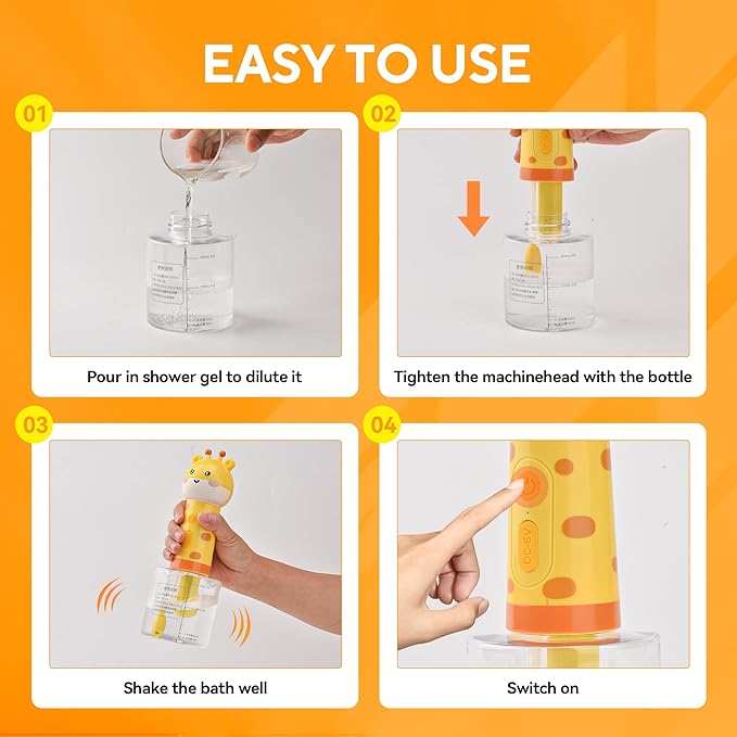 Electric Dog Cleaning Foam Machine with Bath Glove,Automatic Dog Soap Dispenser for Bath, Dog Bath Supplies - Outdoor Dog Shower Attachment for Bathtub for After Walk Pet Wash