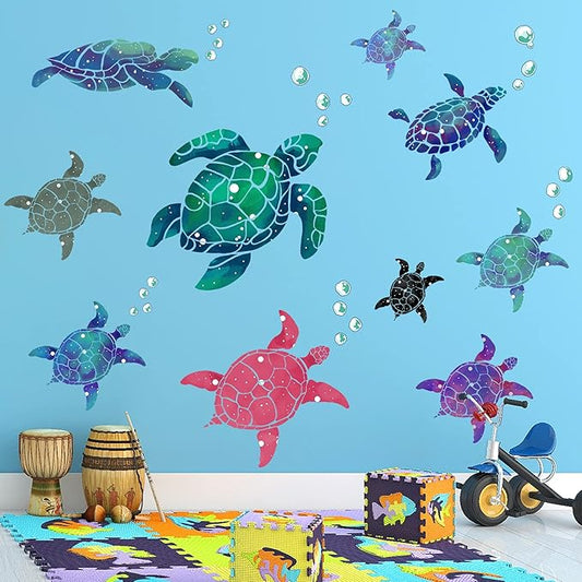 Amaonm Creative 3D Ocean Tortoise Wall Sticker Removable Under The Sea Animal Wall Decals Sea Turtle Peel and Stick Decor for Kids Baby Girls Boys Bedroom Bathroom Living Room Nursery Decoration