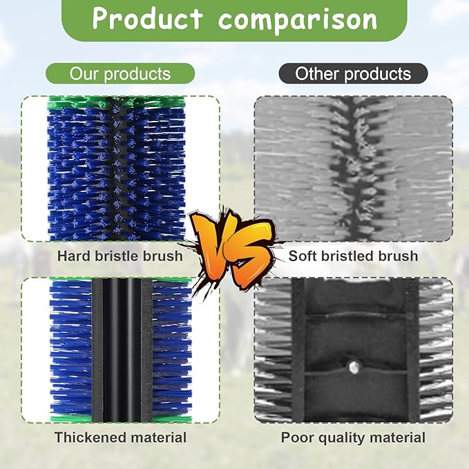 2PCS Livestock Scratch Brush, 17.5 x 7.8 Inch Goat Brushes for Grooming, Horse Brushes for Scratching, Livestock Brushing with 4 Screws for Horse, Elk, Cattle, Pig, Sheep（Green）