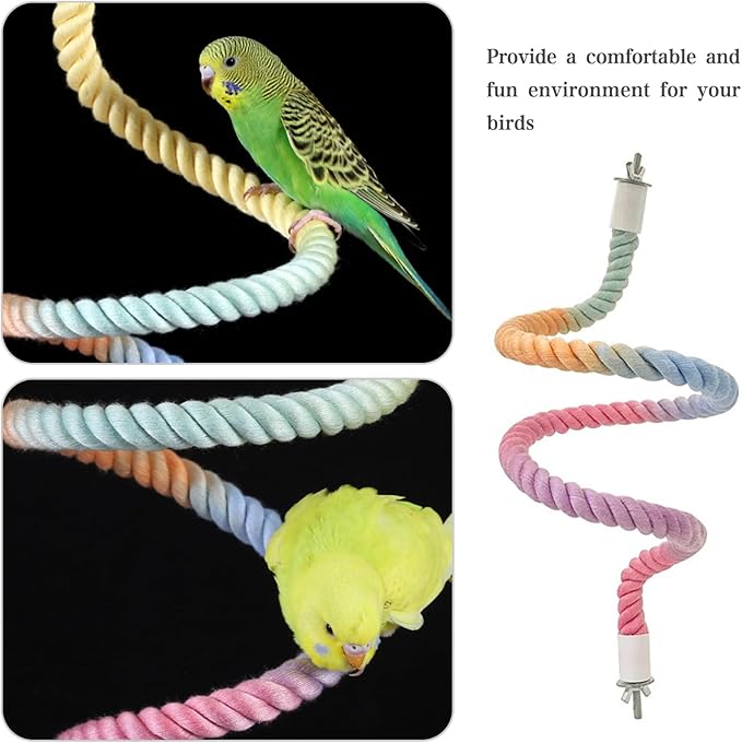 3pcs Gradient Colorful Bird Rope Perch Stand,Bird Cage Climbing Rope Toys Accessories,Bendable Climbing,Parakeet Lovebirds Cockatiels Budgies Play (9.8'',15.7'',39.3'')
