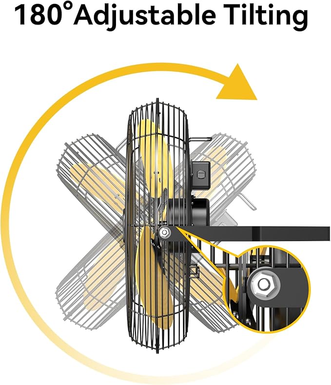 2800 CFM 12" Industrial Wall Mount Fan with 2 Pack, High Velocity 3-Speed Metal Wall Mounted Fan with powerful Motor Covered Patio, Greenhouse, Gazebo, UL Listed